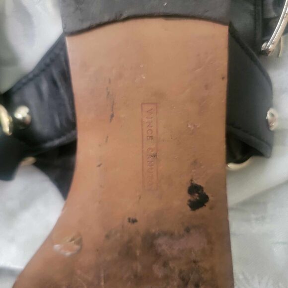 Vince Camuto Adalina Black Leather Zipper Back Size 38.5 M8 - Picture 5 of 7